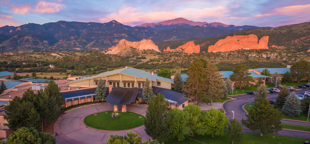 Garden of the Gods Resort luxury wellness hotel in Colorado Springs, featuring modern accommodations, spa facilities, and red rock mountain views beneath Pikes Peak.