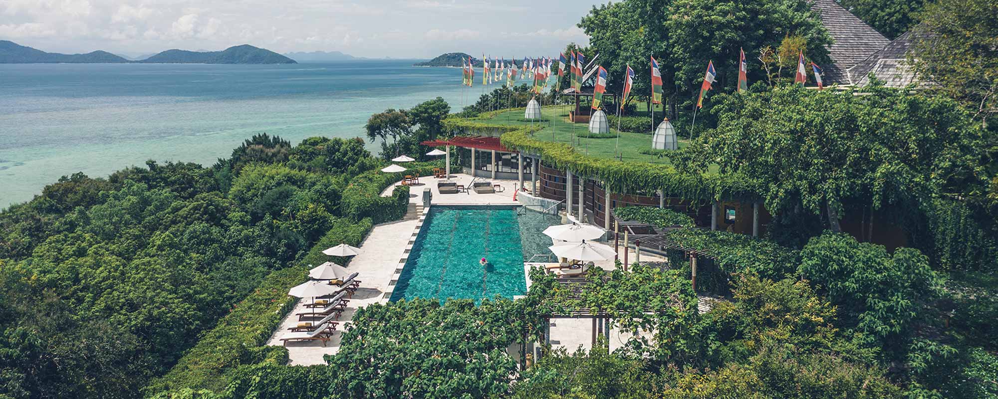 Infinity pool at Kamalaya Koh Samui wellness sanctuary overlooking the Gulf of Thailand