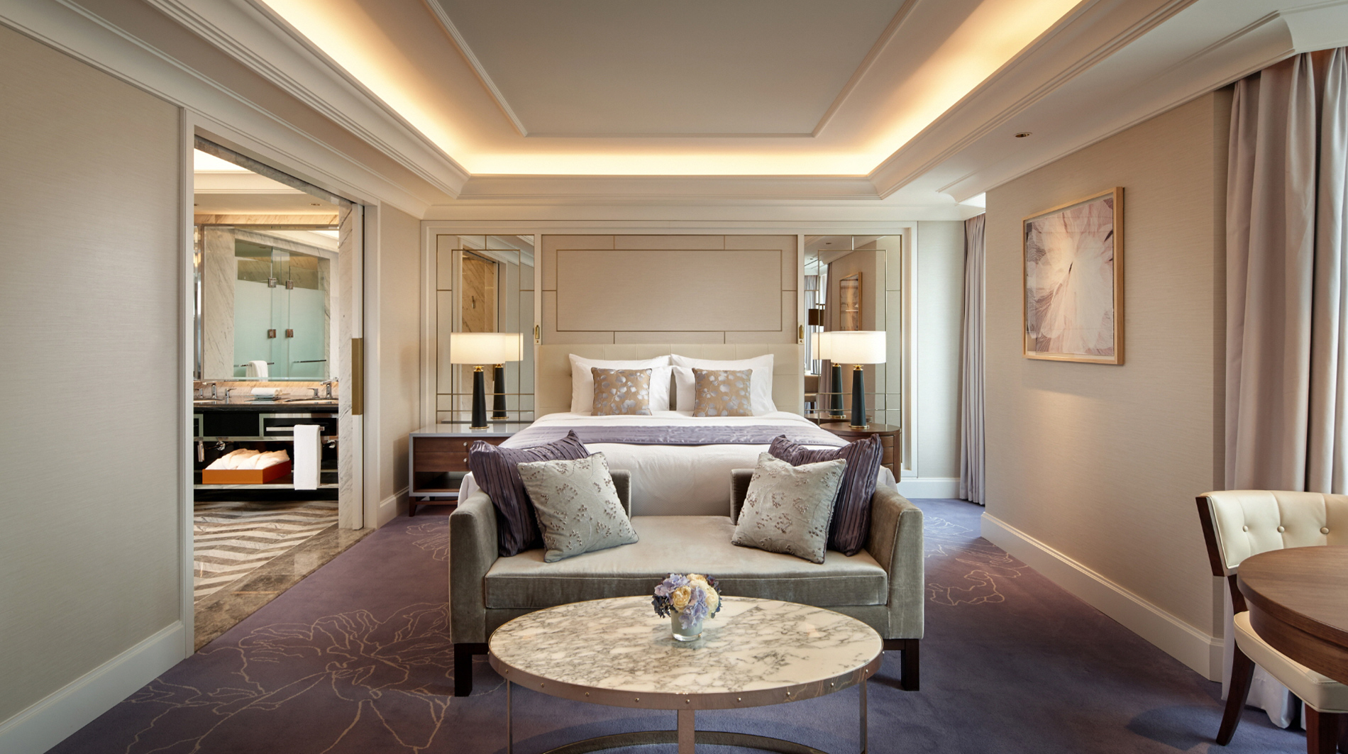 Lotte Hotel Seoul luxury room with marble bathroom, deep soaking tub, and city views in one of the best five-star hotels in central Seoul.